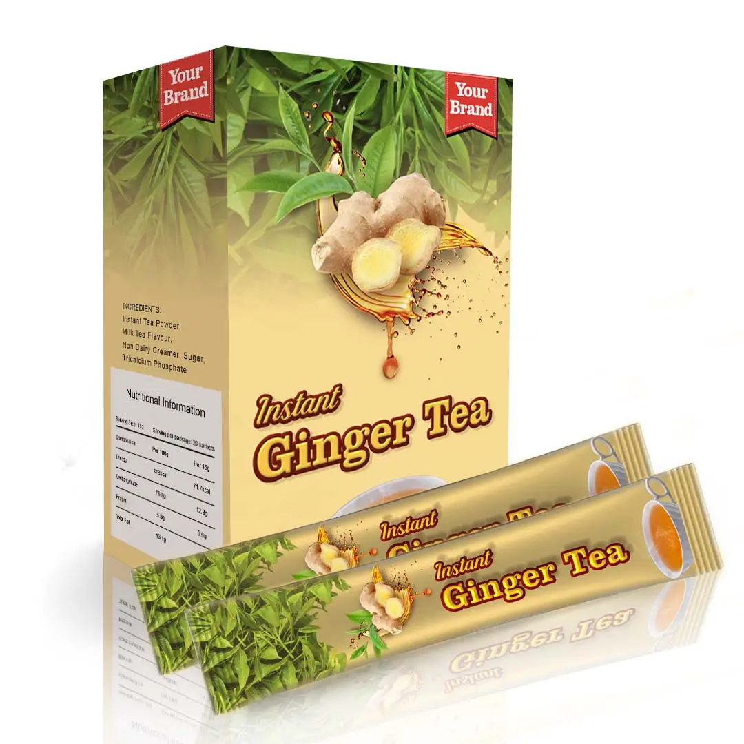 Usine prix de gros instantané thé au gingembre Logo impression boîtes d'emballage Halal certifié aider revitalisant et rafraîchissant torsion