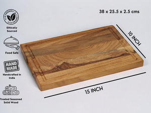 Planche à découper/hacher en grain de bord en bois, planche de service/bloc pour légumes, fruits, fromage et charcuterie | 15*10*1 pouces - Product Image 2