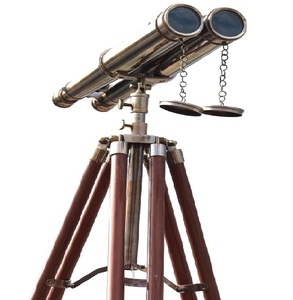 Cổ điển hải lý Brass Ống nhòm hải lý Brass 18 "Ống nhòm với tầng thường vụ bằng gỗ Tripod đứng - Product Image 1