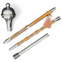 Geoffrey 4 Parçalı Top Başlı Davul Müfettişi Bando Tören Asası Çubukları (48" 54" 60") Baston/Ahşap/Metal Yumuşak Taşıma Çantası PK