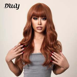 22 Inches Long Synthetic Women's <b>Wigs</b> Curly <b>Brown</b> with Bangs for Daily Use Cosplay Parties Light <b>Brown</b> Lace for Photos-LC034-1 - Product Image 5