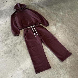 Haute Qualité Lavage Évasé Hommes Jogger Recadrée À Capuche Ensembles Applique Broderie Sunfade Lavage Survêtements Unisexe Ensembles Survêtements - Product Image 6