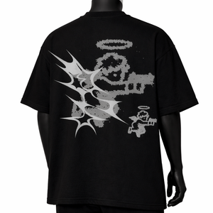 Camiseta gráfica extragrande OEM personalizada para hombre, de algodón de alta calidad, estilo urbano negro, corte holgado, camiseta al por mayor para hombre - Product Image 2