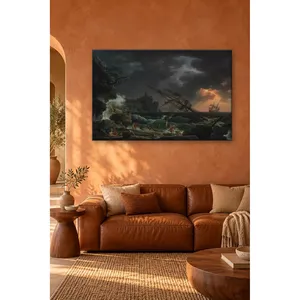 Fida Vernet Schiff an den Felsen vorbei getrieben im Sturm Leinwand-Wandkunstdruck - Product Image 5