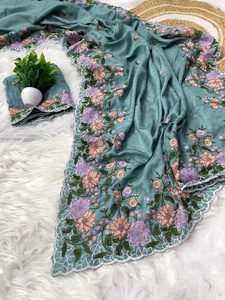 Soie Matka de couleur étonnante avec fabricant et fournisseur de Saree de travail de broderie de Surat au taux le plus bas - Product Image 2