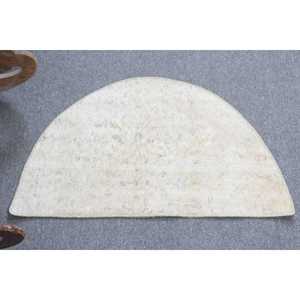 Tapis turc, tapis rond de 2,5 x 1,5 pieds, tapis persan blanc - Product Image 1