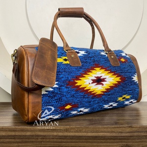 Manufacturer Trendy Designer <b>Large</b> Saddle Aztec Leather <b>Duffel</b> <b>Bags</b> Genuine Leather Travel <b>Bag</b> for Unisex Weekend Overnight <b>Bags</b> - Product Image 1