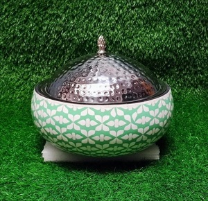 จานอุ่นอาหารทำจากเรซินสีเขียวทำงานและมีฝาปิดโลหะสวยงามหม้อปรุงอาหารและที่อุ่นอาหารสำหรับเสิร์ฟ100% บุฟเฟ่ต์อาหารปลอดภัย - Product Image 1