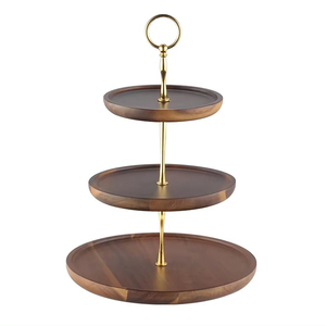 Soporte de exhibición de pastel decorativo para compra a granel a precio mayorista y bajo MOQ Soporte de pastel de madera y metal de acacia de alta calidad - Product Image 6