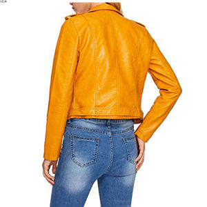 Custom Designed Ladies' Elegant Regular PU <b>Racer</b> <b>Jacket</b> 100% Genuine Heavy Duty Thick Button Waterproof Quilted Breathable - Product Image 4