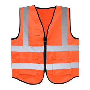 Logotipo personalizado Alta visibilidad Naranja Construcción Ingeniero Trabajador Adultos Bolsillos Chaleco de seguridad con tira reflectante - Product Image 1
