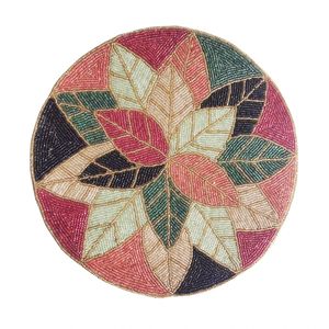 Beaded Placemats for Dining <b>Table</b> Teal Gold Silver ,Beaded Placemats Round for Gathering Family Parties - Product Image 4