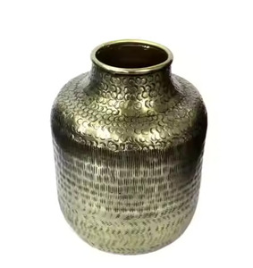 Modern Squat Bronze <b>Vase</b> Metal <b>Vase</b> Bronze Finish - Product Image 5