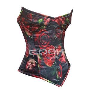 Corsé Sublimado, Corsé Rojo y Negro con Estampado Floral, Corsé de Alta Resistencia con Varillas de Acero, Fabricante de Lencería y Bustiers - Product Image 3