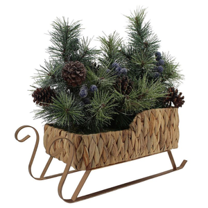 Wholesale Water Hyacinth <b>Santa</b> Sleigh Table Decor Handwoven <b>Christmas</b> Decorations Made in Vietnam - Product Image 1