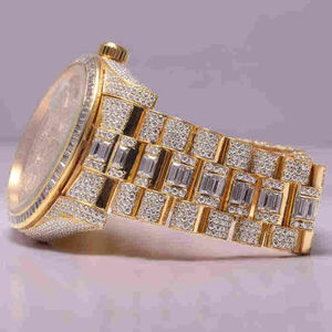 Reloj Automático con Incrustaciones de Diamantes Moissanite Redondos y Baguette con Claridad VVS, Totalmente Engastado, a Precio de Mercado, para Distribuidores Mayoristas - Product Image 4