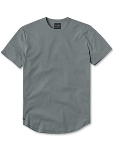 Camiseta negra con dobladillo curvo para hombre, Camisa de algodón y ELASTANO - Product Image 2