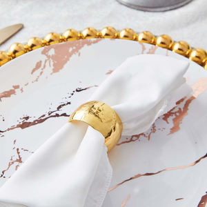 Juego de 4 piezas de servilletero de Metal de hierro con acabado dorado brillante de diseño martillado, Decoración de mesa, hogar, Hotel, Caffe, restaurantes - Product Image 4