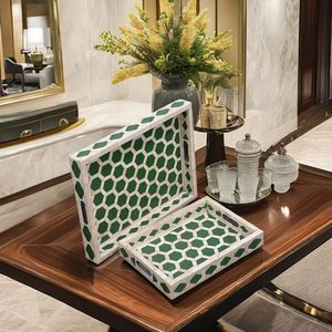 Mini bandeja de servicio con incrustaciones de hueso hecha a mano, respetuosa con el medio ambiente, sostenible, exquisita joyería elegante, baratijas, bandeja decorativa - Product Image 1