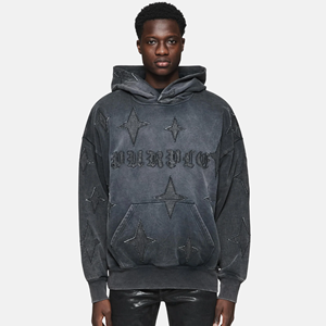 Sudadera con capucha lavada con ácido vintage personalizada hombro caído peso pesado francés Terry polar 100% algodón invierno estampado de gran tamaño con capucha No - Product Image 5