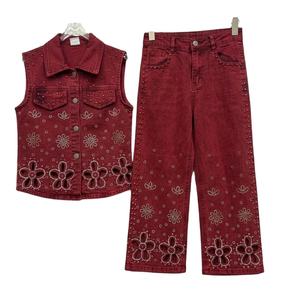 Conjuntos de Ropa Casual de Verano para Mujer, Top Corto Suelto de Lona por Encima de la Rodilla, Sin Cuello, Color Sólido, Conjuntos de Mezclilla para Mujer - Product Image 1