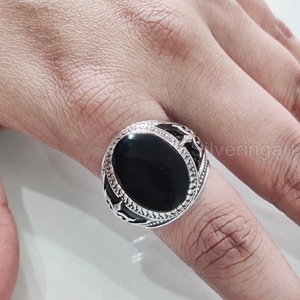 Mayorista Anillo para hombre Piedra preciosa de ónix negro natural Anillo de piedra natal de Diciembre Todos los tamaños Joyería de fiesta pesada Anillo de plata esterlina 925 - Product Image 4