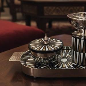 Juego de Quemadores de Incienso con Incrustaciones Geométricas de Lujo, con Bandeja Martillada, Soporte para Oud, para Regalos de Ramadán, Decoración del Hogar de Oriente Medio y el Golfo - Product Image 3