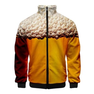 Chaquetas con estampado 3D de cerveza divertida para hombres y mujeres, abrigo de manga larga de calle, chaqueta con cremallera de gran tamaño, ropa de abrigo masculina con personalidad, Top - Product Image 2