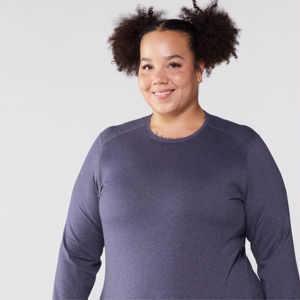 T-shirts décontractés respirants à manches longues de sport pour femmes hiver automne coton uni à manches longues col rond chemises pour femmes - Product Image 2