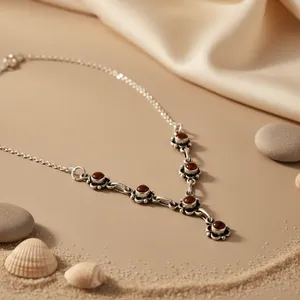 Collier en argent 925 avec perles de cornaline pour femmes - Product Image 2
