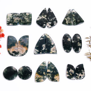 Par de piedras preciosas de ágata de musgo de cuarzo verde Natural de gran calidad disponibles en forma y tamaño mezclados para la fabricación de joyas - Product Image 5