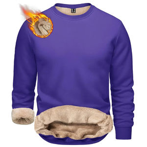 Customizable 100% Cotton Sweatshirts Sherpa Lining <b>Long</b> <b>Sleeve</b> Winter <b>Thermal</b> Sweatshirts Men's Embroidered Logo Design - Product Image 1