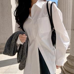 Trending Summer 2025 Casual Women's Shirts New Full Sleeves Plain Shirts 100% Cotton Quick Dry Collar Shirt - Product Image 2