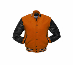 Premium Quality Eco-Friendly Windproof Long Sleeves Button Closure Customised Wool Sleeves and Body <b>Smart</b> Casual Varsity <b>Jacket</b> - Product Image 1