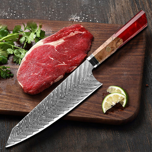 Venta al por mayor personalizado de calidad superior OEM ODM Servicio Profesional de acero de Damasco Chef cuchillo de cocina con mango de resina estabilizada - Product Image 6