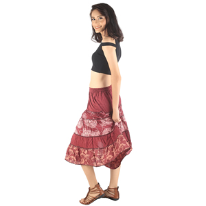 Napat Clothing Women's <b>Elastic</b> <b>Waist</b> Ruffle Tiered Calf Length <b>Skirt</b> Ready to Ship SK0061-02 - Product Image 4