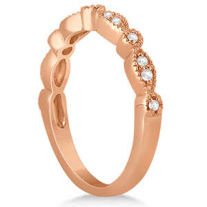 แหวนแต่งงานเพชรทรงมาร์ควิสและทรงจุดเล็กๆ ทำจากทองคำโรสโกลด์ 14k (0.13 กะรัต) - Product Image 5