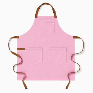 Orange Canvas Bib <b>Apron</b> with Three Pockets Reusable Durable Fashionable Machine Washable for Cooking Daily Use - Product Image 2