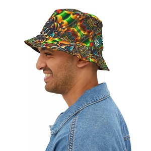 Custom Design Sublimation Bucket Hat 100% Cotton Wide Brim <b>Flat</b> Top Kids Outdoor <b>Summer</b> Sun <b>Cap</b> Foldable Bucket <b>Cap</b> Custom Logos - Product Image 4
