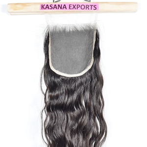 Fermeture 5*5 gros couleur naturelle femmes noires indien brut cuticule aligné vague profonde machine double trame extensions de cheveux humains - Product Image 4