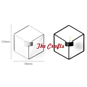 Porte-bougie mural hexagonal en fer noir, or et blanc, ensemble de deux porte-bougie décoratifs à bon prix - Product Image 4