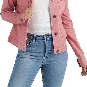 Chaqueta vaquera recortada corta informal de Invierno para mujer, cuello levantado, algodón tejido transpirable, logotipo personalizado, alta calidad, venta en línea - Product Image 5