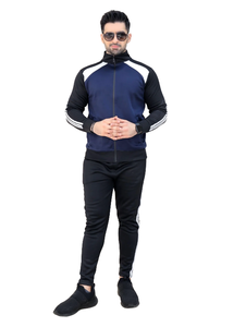 Conjunto de chándal con cremallera para hombre, Chaqueta de manga larga y pantalones para correr, ropa deportiva atlética con panel de contraste para entrenamiento de gimnasio - Product Image 3