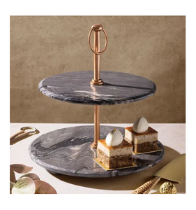 Soporte de mármol para cupcakes, exhibición decorativa, Soporte redondo de 2 niveles para cupcakes de mármol gris con el precio más bajo - Product Image 1