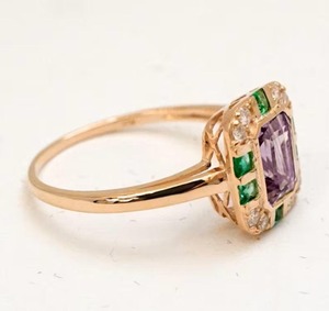 แหวนอเมทิสต์ธรรมชาติสีขาวสีมรกตและเพชรวินเทจวิคตอเรียแหวนหมั้นประดับเพชรหลากสีสำหรับผู้หญิง - Product Image 2