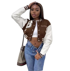 Vente chaude de haute qualité femmes Letterman veste hiver Bomber personnalisé Patch Logo Chenille broderie université Baseball veste fille - Product Image 3