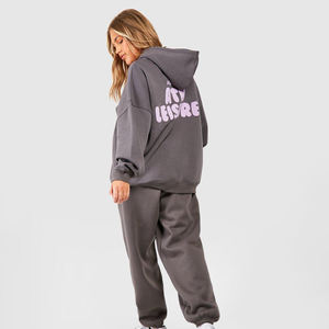 Ropa deportiva personalizada para mujer French Terry Jogger Conjunto de chándal de dos piezas Conjunto de pantalones de chándal y Sudadera con capucha para mujer - Product Image 4