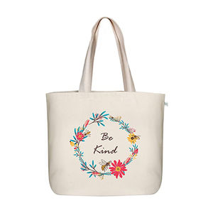 Bolso de lona plegable natural reutilizable con impresión de logotipo personalizado al por mayor bolso de compras de algodón bolso de mano liso para mujer - Product Image 1