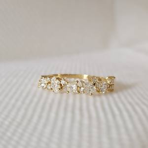 Anillo de Boda Unisex de Plata de Ley 925 con Corte Princesa, Chapado en Oro, con Diamantes, Alta Calidad, Certificado IGI - Product Image 3