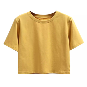 Tops Cortos de Mujer, Ajustados, Casuales, de Manga Corta, Transpirables, de Secado Rápido, Tejido de Punto de Spandex/Poliéster, para Verano, Pakistán - Product Image 2